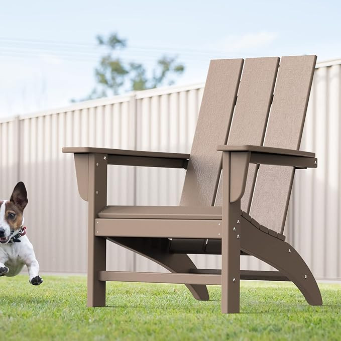 Modern Adirondack Chair Wood Texture, Poly Lumber Patio Chairs, Pre-Assembled Weather Resistant O... | Amazon (US)