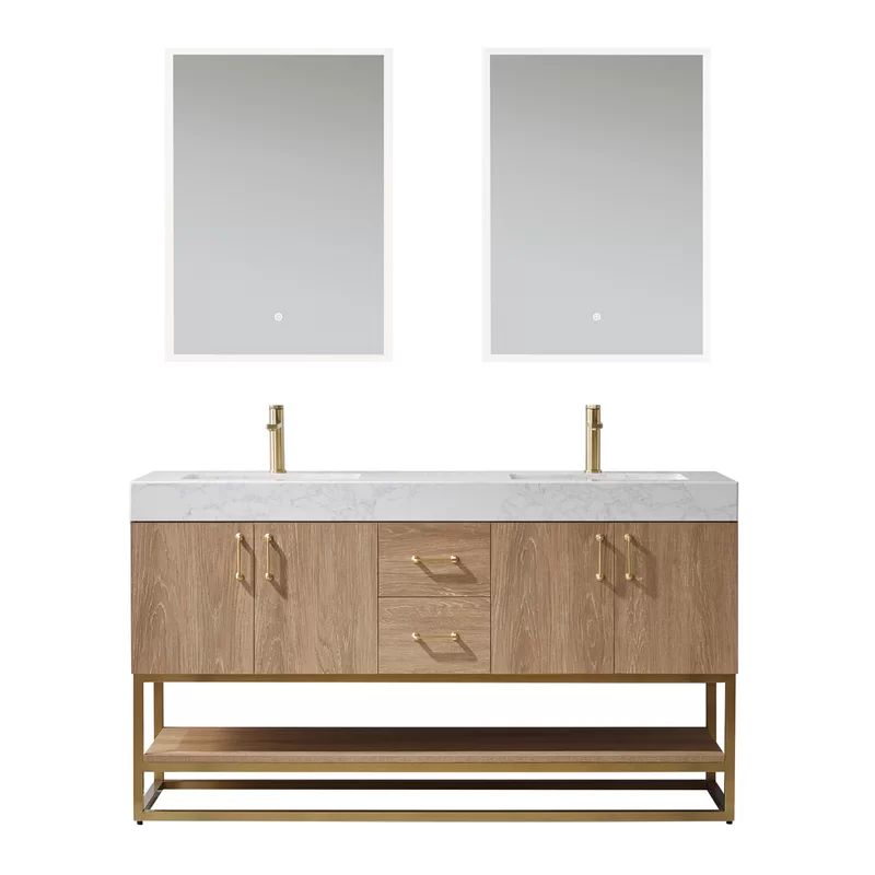 Annice 60'' Free-standing Double Bathroom Vanity with Stone Vanity Top | Wayfair North America