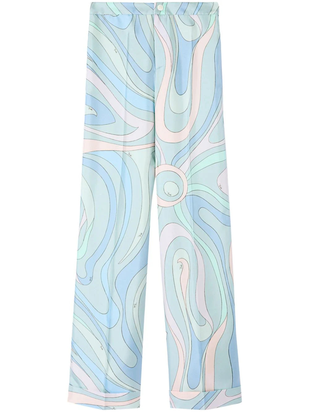 PUCCI abstract-print silk twill trousers - Blue | Farfetch Global