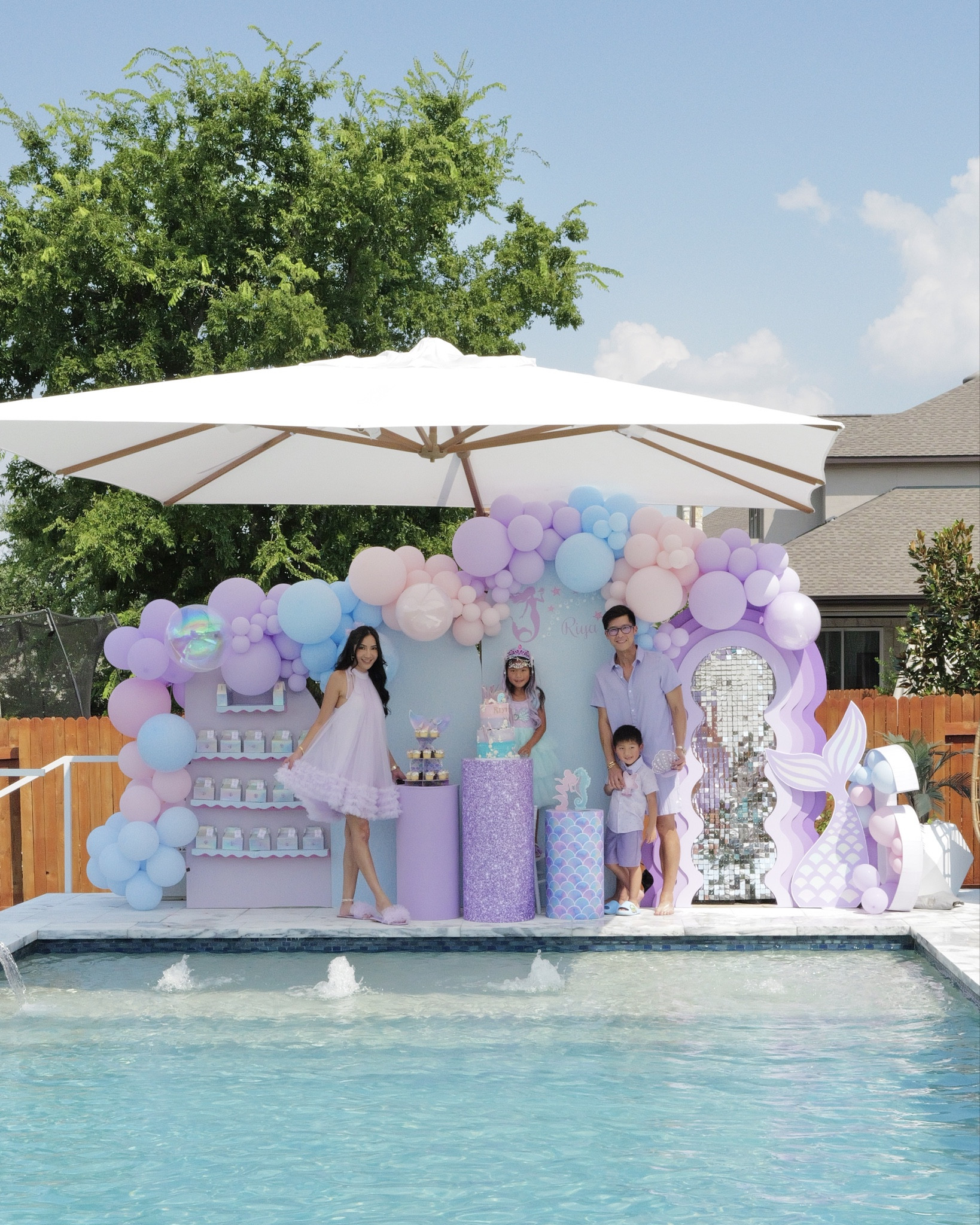 Mermaid Party Backdrop Set Up and Birthday Cake 🧜🏼‍♀️💜💦

#LTKFamily #LTKKids #LTKParties