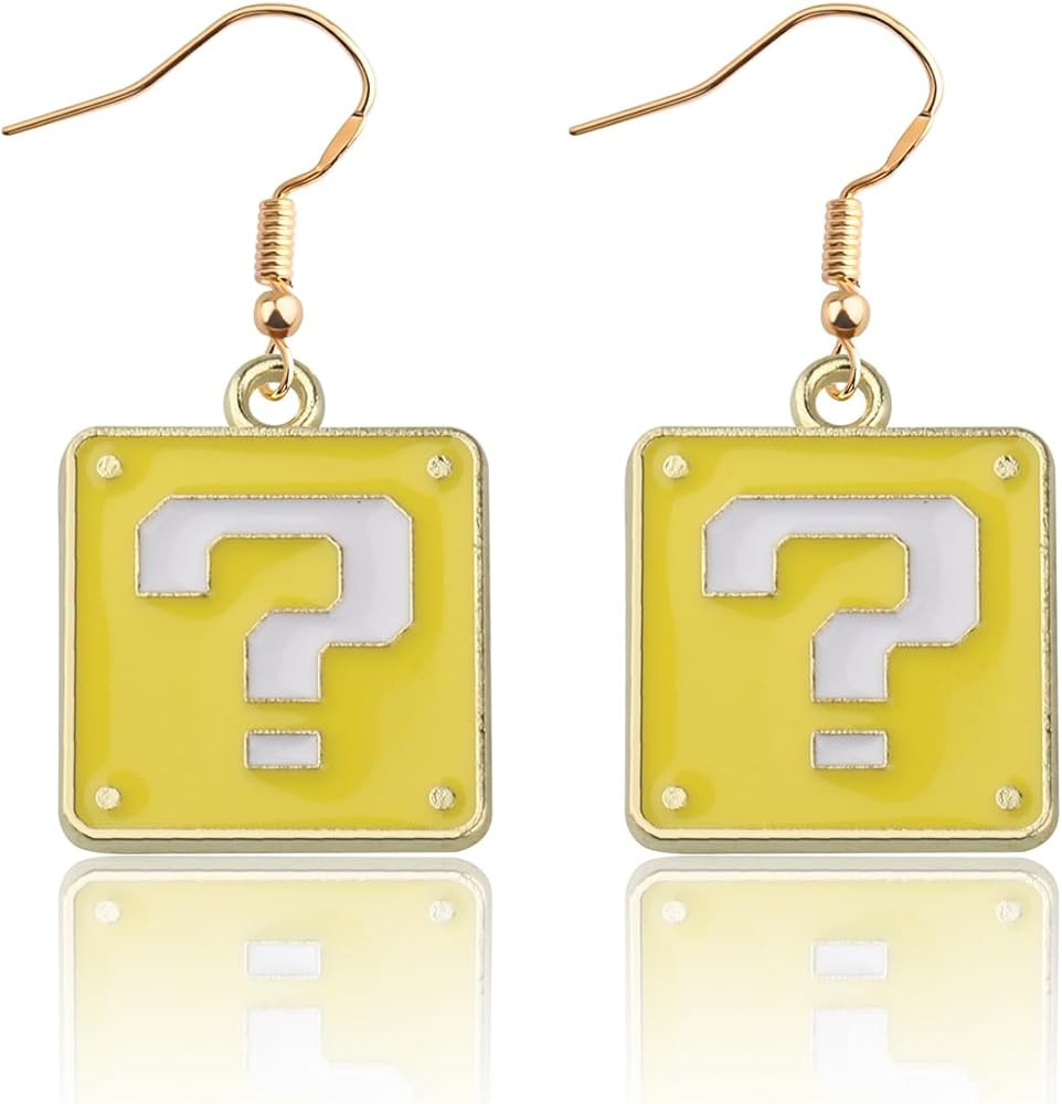 KEYCHIN Question Block Earrings Gamer Fans Gifts Yellow Question Box Jewelry Brothers Game Mercha... | Amazon (US)