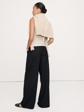 Mid-Rise Wide-Leg Flannel Drawstring Pant | Banana Republic (CA)