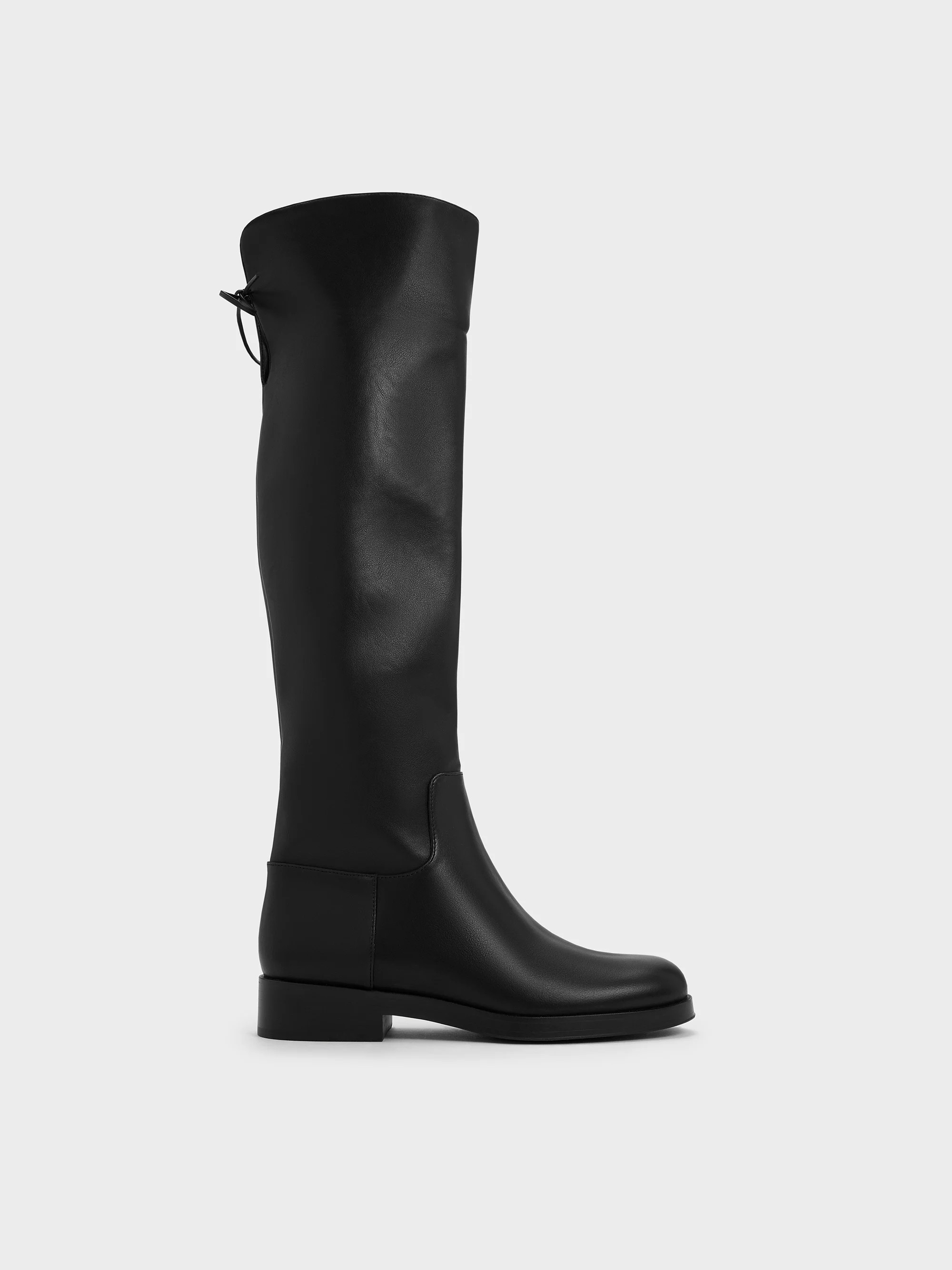 Black Fold-Over Thigh-High Boots | CHARLES & KEITH | Charles & Keith AU