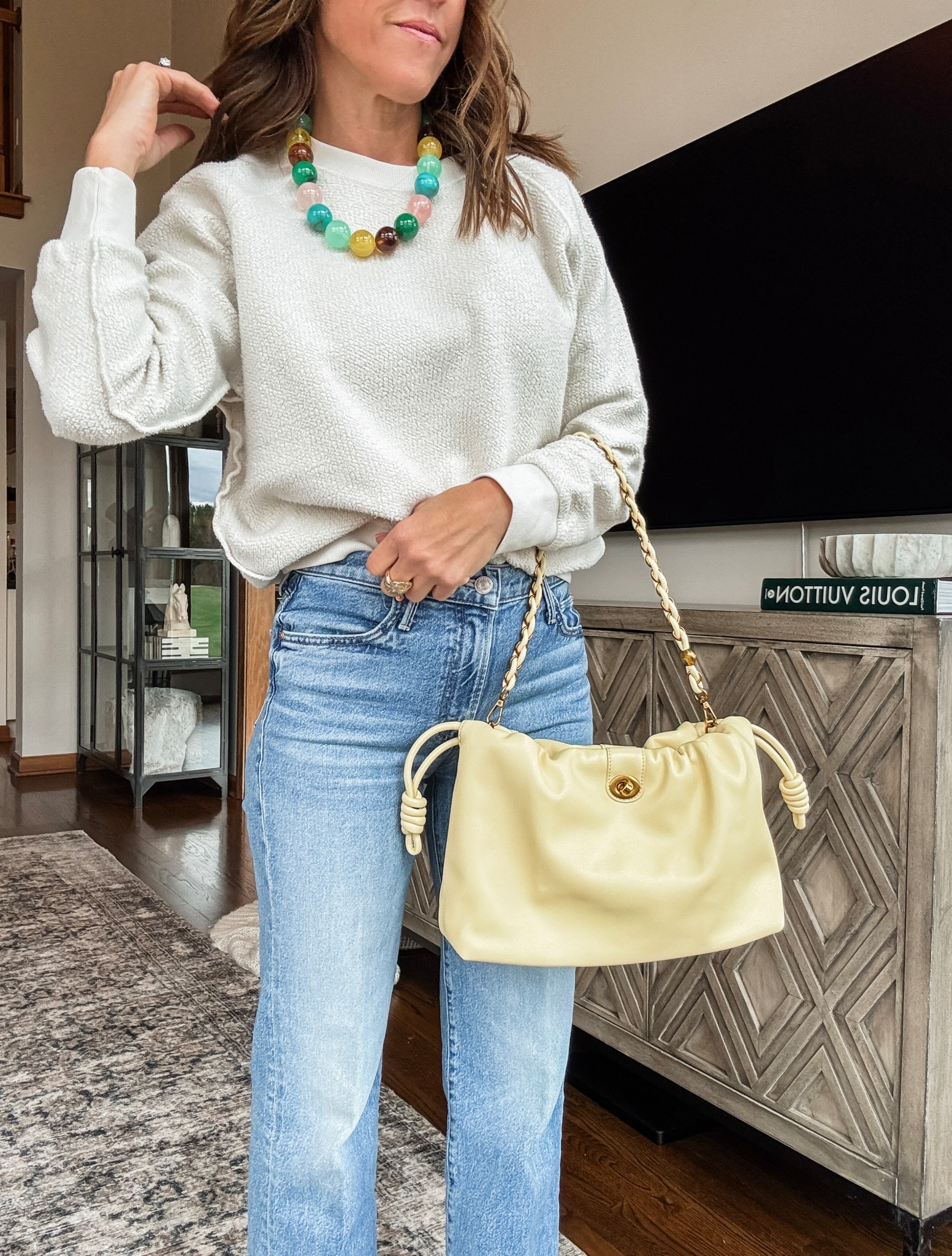 Outfit of the day. 
Favorite sweatshirt. Size up. M here 
Jeans tts, 25 regular 

#LTKOver40 #LTKdayinmylife