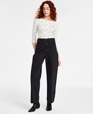 Women's Cinch-Waist Lightweight Baggy Jeans | Macy's