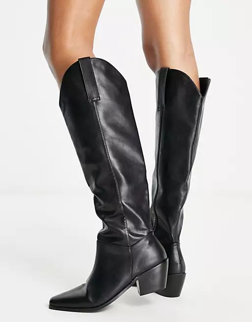 Raid Taylor western style knee boots in black | ASOS (Global)