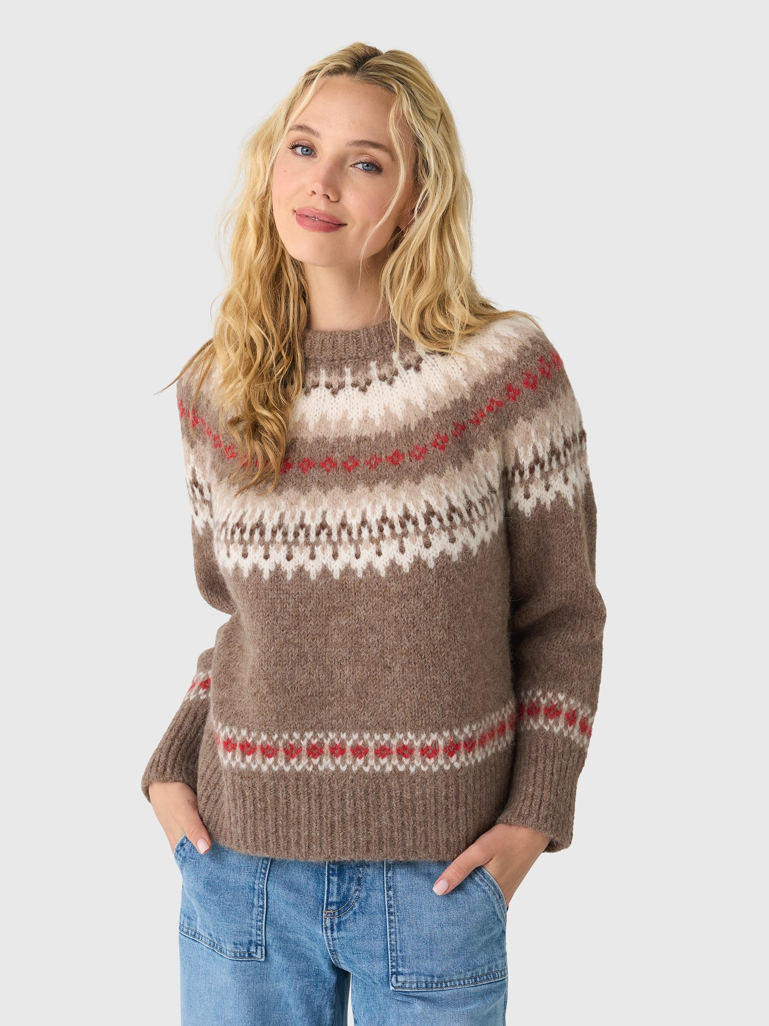 WHITE & WARREN
                      
                     Women's Alpaca Blend Fair Isle Crewnec... | Saint Bernard