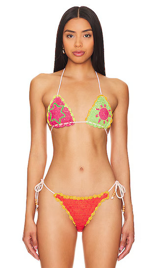It's Now Cool The Crochet Tri Bikini Top in Orange. - size XS/S | Revolve Clothing (Global)