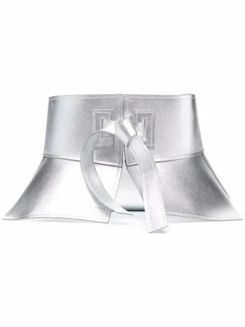 metallic-effect leather belt | Farfetch (US)