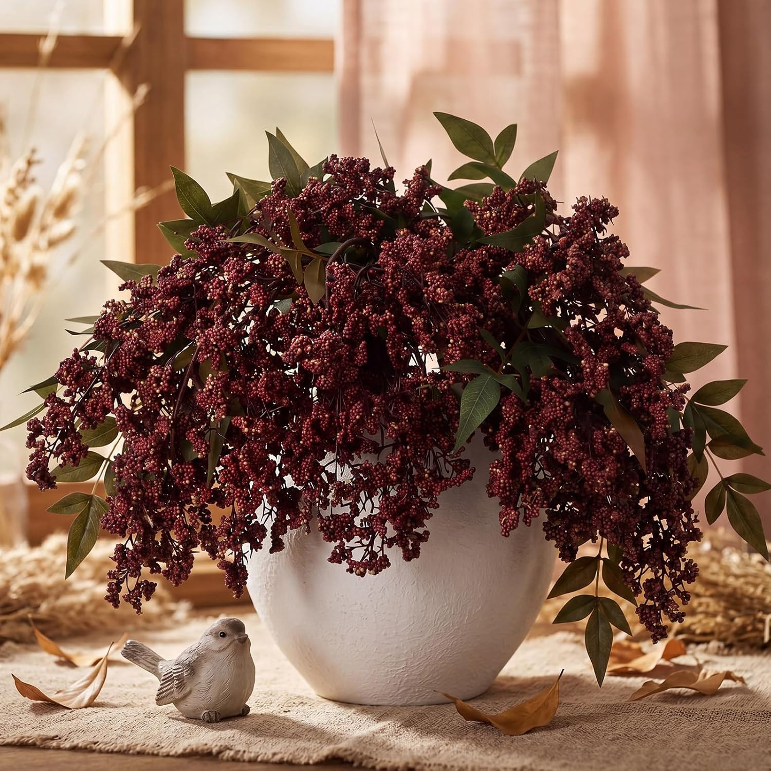 Dingion 3 Pcs 43 in Fall Berry Stem for Vase Artificial Nandina Mulberry | Amazon (US)
