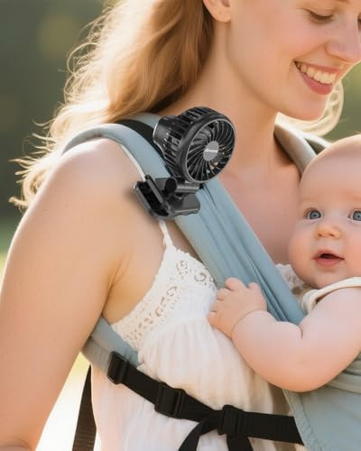 Mini Baby Fan with Clip for Carrier Stroller, Baby Essentials, Ultra Light 0.24 lb, Safe Gaps, Rechargeable 3-Speed Portable Fan, Beach Vacation Travel Essential Gear for Boys Girls, Registry Gifts | Amazon (US)