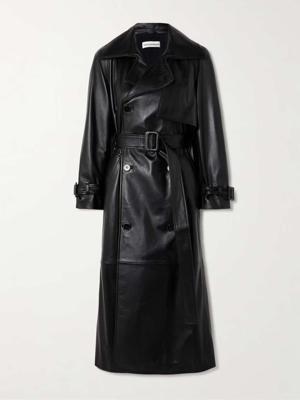 Nour Hammour - Henri Belted Leather Trench Coat - Black | NET-A-PORTER (UK & EU)
