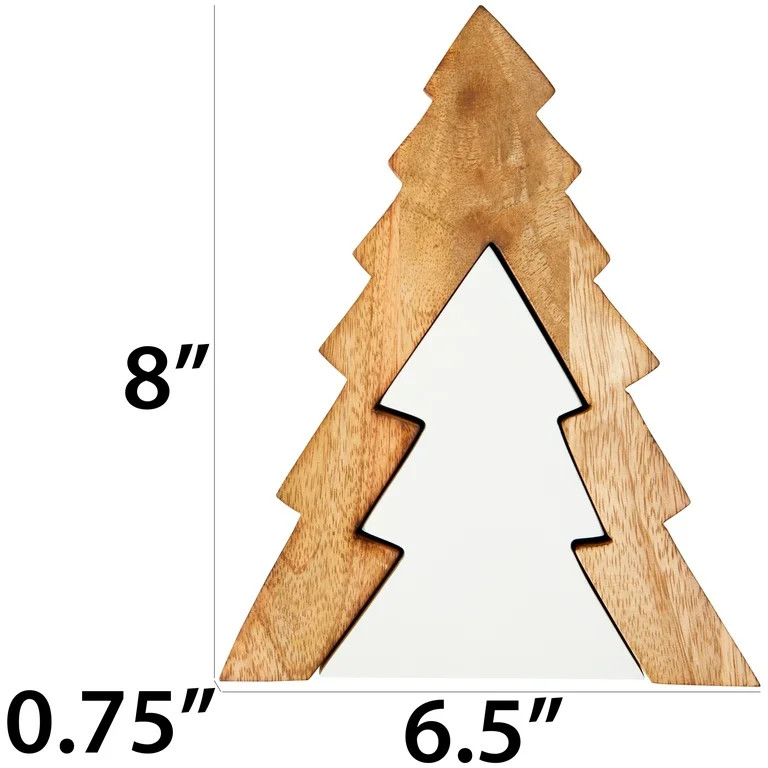 Brown & White Wood Christmas Tree Puzzle Tabletop Decoration, 8", by Holiday Time | Walmart (US)