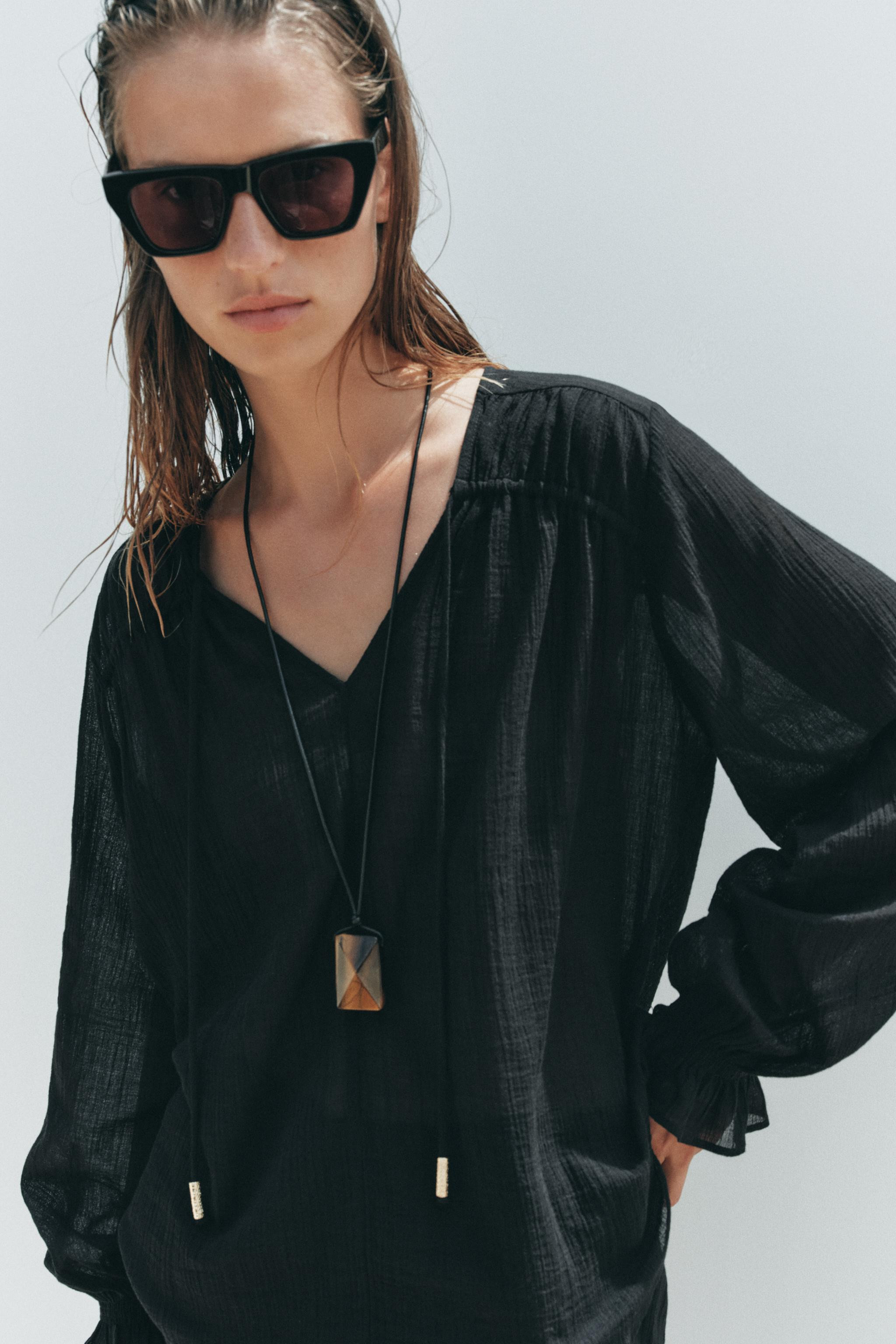 SEMI-SHEER BLOUSE | Zara UK