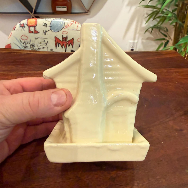 Mid Century 1940s Haegar Art Pottery Off White House Log Cabin Shaped Flower Pot - Antique Vintag... | Etsy (Global)
