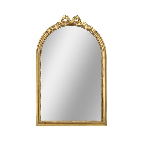 A&B Home Gold Arch Mirror - Decorative Baroque Style Arched Vintage Mirror, Wall Mounted Mirror with Ornamental Bow Tie for Entryway Fireplace Living Room Hallway Bathroom, 23.6" x 37.3" | Amazon (US)
