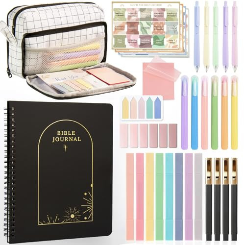 Bible Journaling Kit - Bible Study Supplies Kit for Women Men - Aesthetic Bible Accessories with No Bleed Bible Highlighters, Pens and Bible Journal Notebook Tools - Bible Journaling Kit for Gift | Amazon (US)