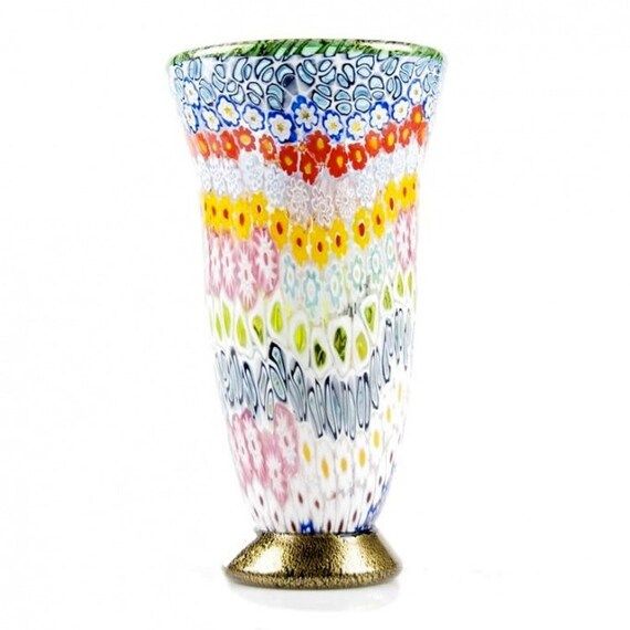 Murano glass vase, handmade glass vase, spring color vase, tall glass vase, clear colors vase, Ve... | Etsy (US)