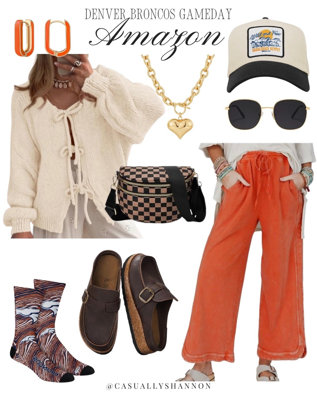 Going down the whole list of NFL teams to bring you cute and trendy game days outfits for each one! And now a moment for the Denver Broncos ❤️ 

football tailgating | tailgating outfit | amazon fashion | romper one piece | women’s summer sandals | purse | sunglasses | amazon jewelry | purse scarf | trucker hat | tube top layering piece | casual outfit style | cute and comfy | trucker hat | womens sweater | womens fall shoes | #LTKautumn #LTKAmazonFashion #LTKGameDay #LTKAmazon #LTKFashion

#LTKFindsUnder50 #LTKSeasonal #LTKStyleTip