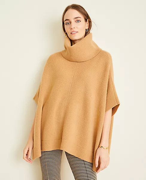 Ribbed Turtleneck Poncho | Ann Taylor | Ann Taylor (US)