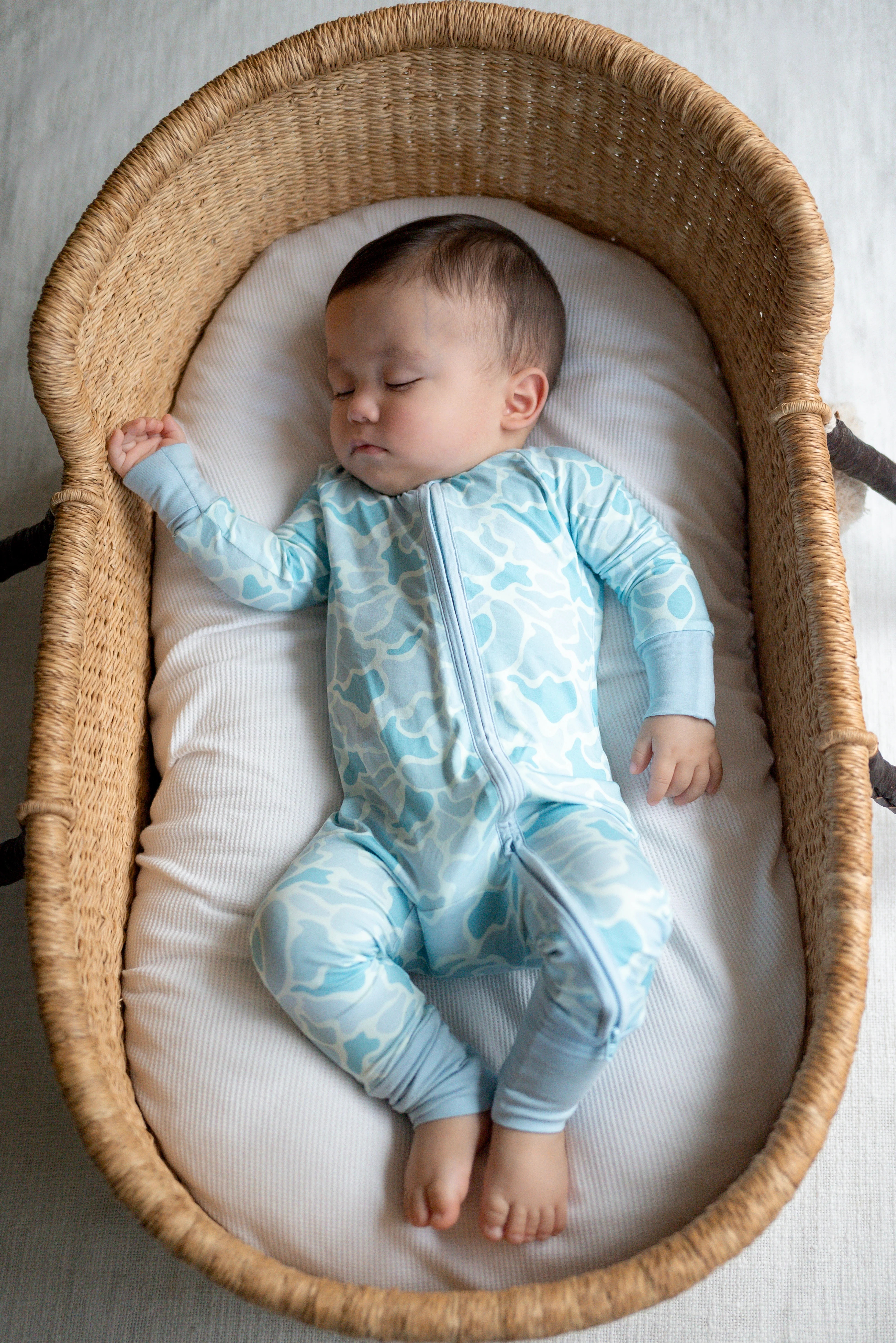 Coastal Camo Zip Footie | Bamboo Baby Sleeper | Gathered Lamb | Gathered Lamb