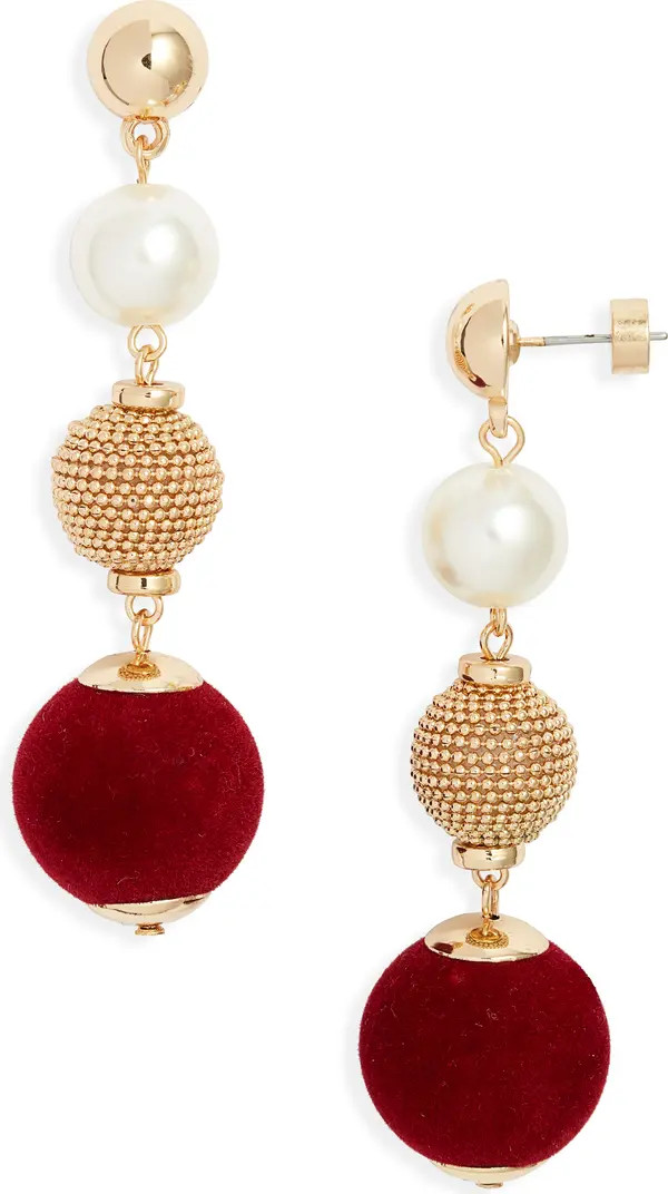 Orb Velvet & Faux Pearl Drop Earrings | Nordstrom