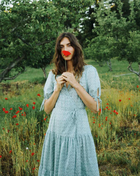 The Augusta Dress | Mint Blooming Meadow Silk-Cotton | Christy Dawn