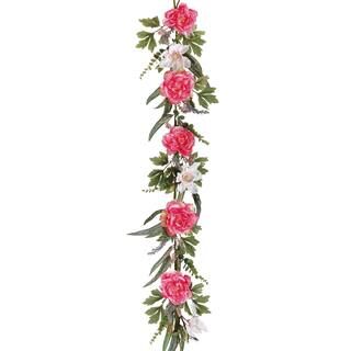 5Ft Peony & Magnolia Garland, Pink And White By Allstate | 2 Pack | Michaels® | Michaels Stores