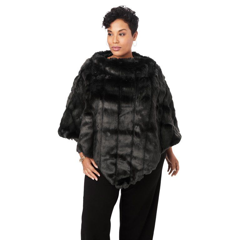 Jessica London Women's Plus Size Faux Fur Poncho Poncho | Walmart (US)