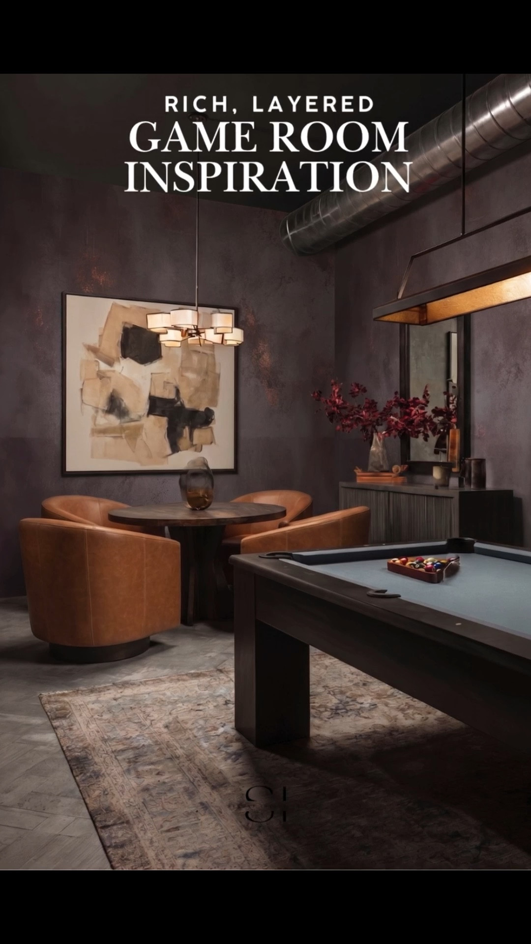 I’m obsessed with this moody game room moment, it feels like a cozy lounge you never want to leave. The warm leather chairs, dark wood pool table, and soft vintage-style rug make it feel rich but still relaxed and livable. I love how the abstract wall art and layered lighting add just enough interest without making it feel busy. This is one of those spaces that proves you can go dark and still feel warm, inviting, and pulled together. Perfect if you want a game room, lounge, or bonus space that actually feels designed, not like an afterthought.

#LTKHome