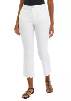 Crown & Ivy™ Women's Scallop Hem Crop Flared Jeans | Belk