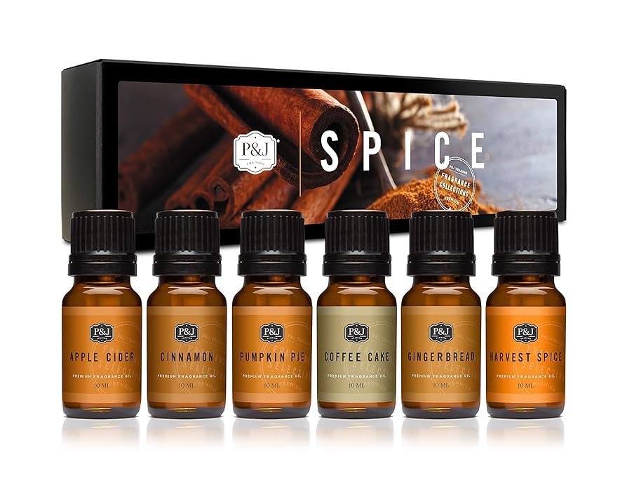 P&J Fragrance Oil Spice Set | Cinnamon, Harvest Spice, Apple Cider, Coffee Cake, Gingerbread, and... | Amazon (US)