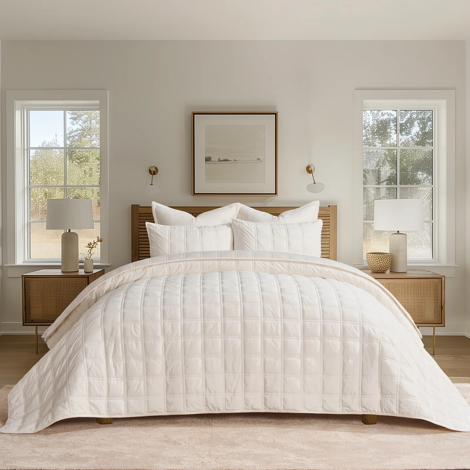 Double Box Stitch Velvet Quilt set | Wayfair North America
