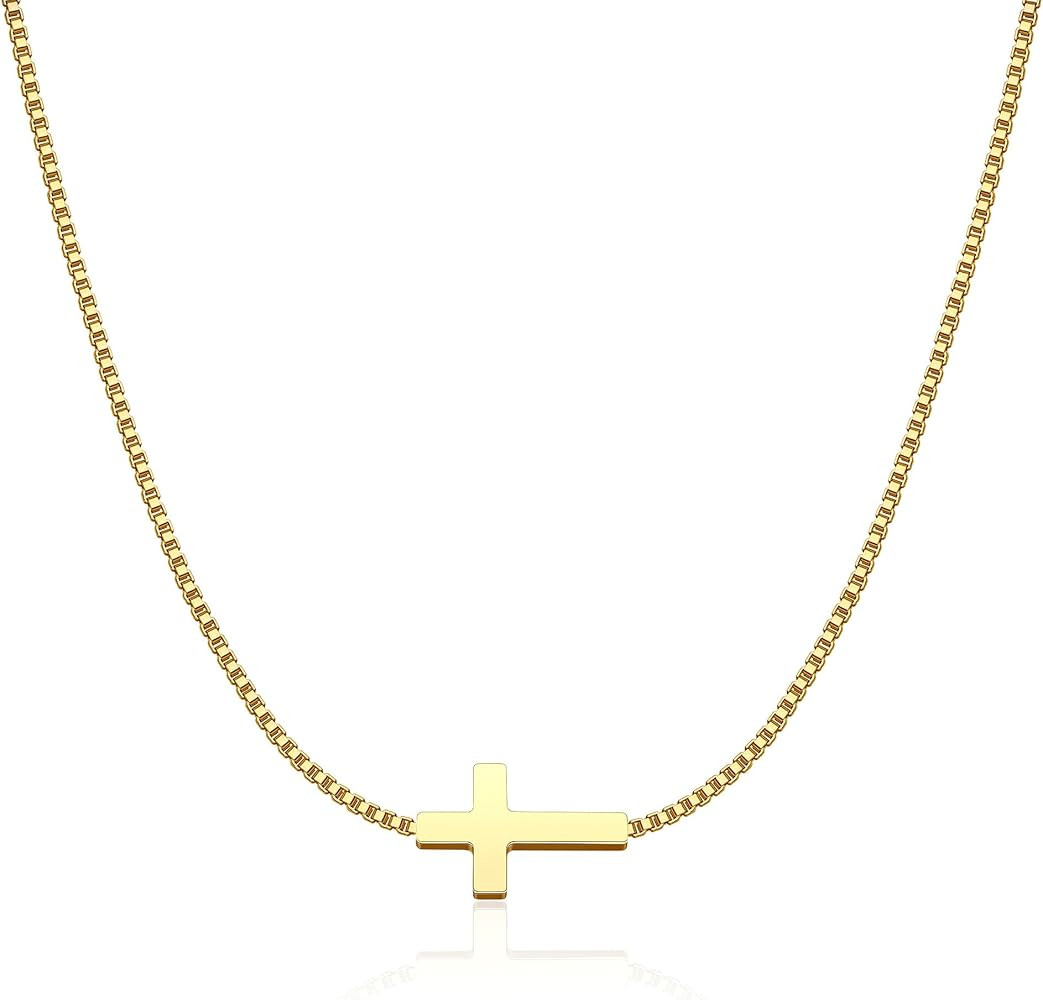 Cross Necklace for Women 14K Gold Silver Plated Dainty Small Cross Pendant Choker Simple Trendy C... | Amazon (US)