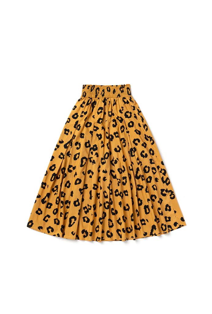 Smocked Waist MIDI Skirt - Cheetah | Shop BURU