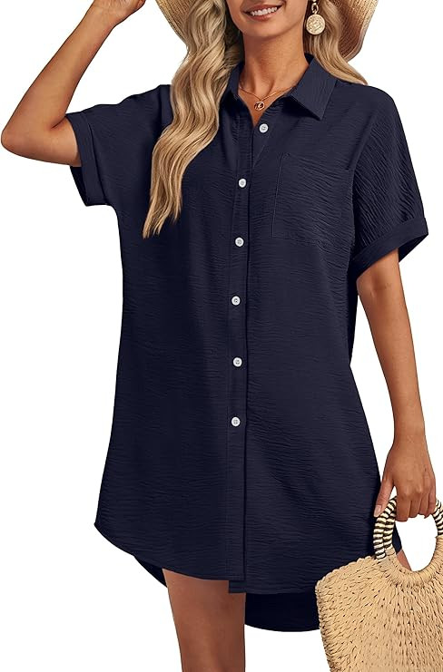 GKBK Women Swimsuit Coverup Swimwear Dress Shirt Button Down Beachwear Bathing Suit Cover Up | Amazon (US)