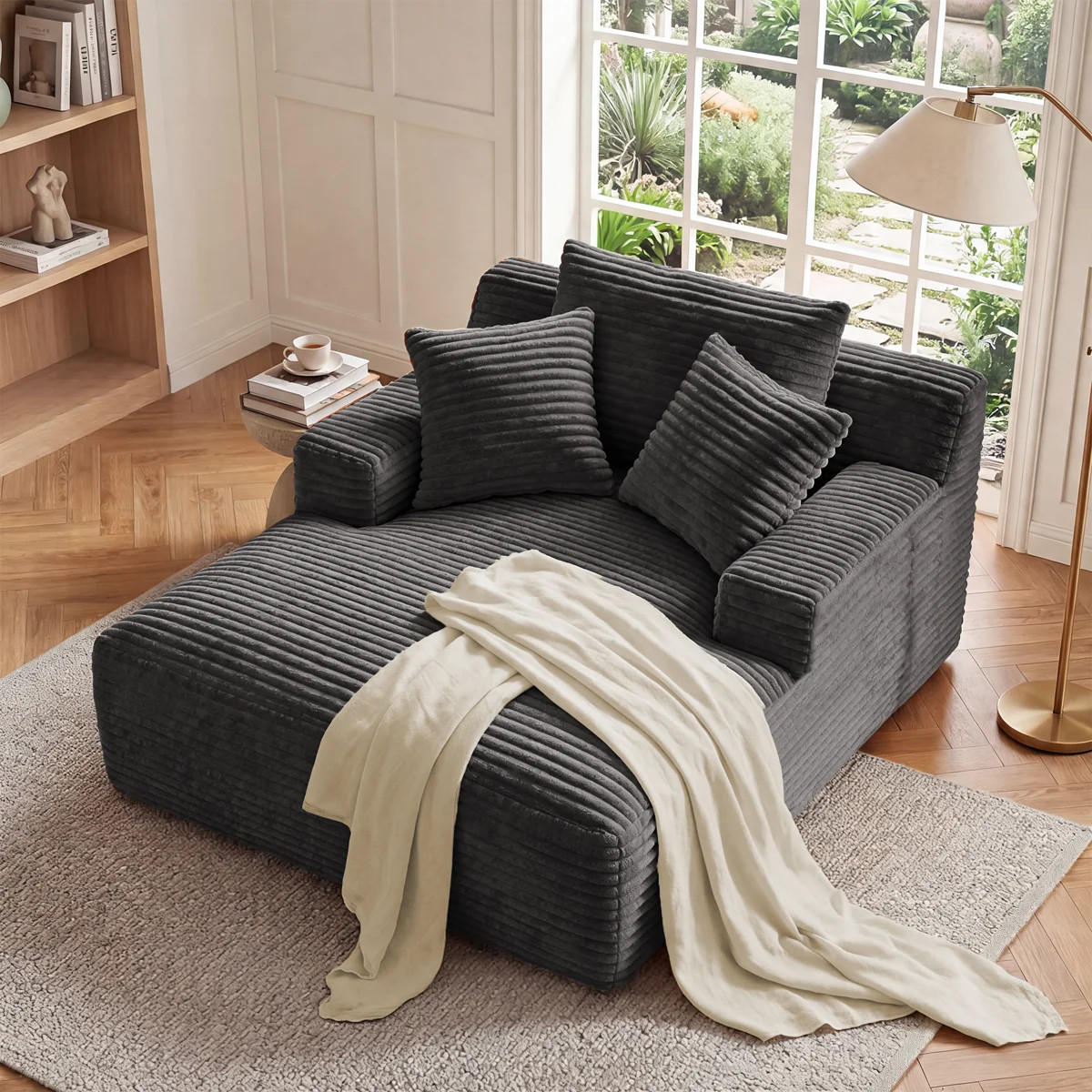 Latitude Run\u00ae No Assembly Required 64''D Corduroy Indoor Chaise Lounge Chair Upholstered Mod... | Wayfair North America