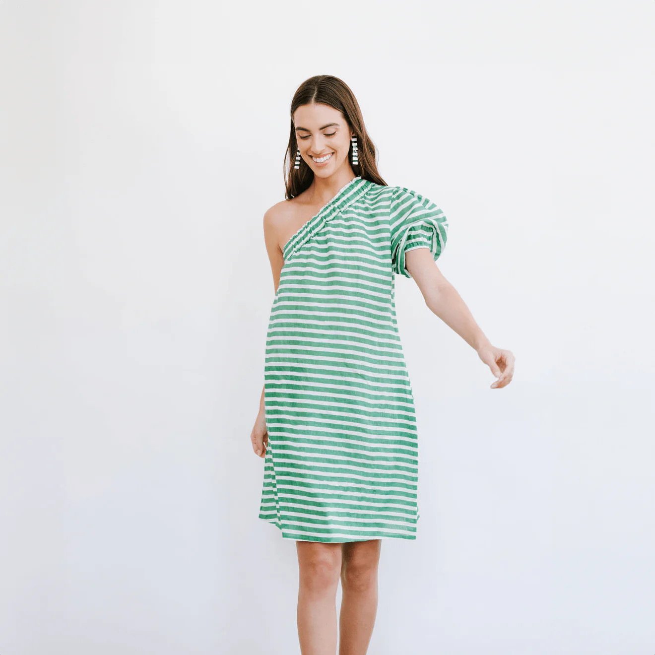 Green and White Stripe Addison Dress | Sunshine Tienda