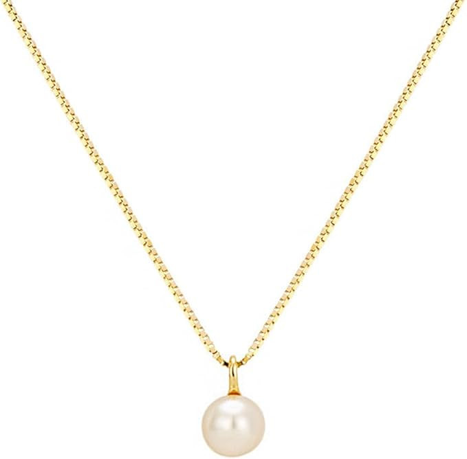 Trendlooks 7mm Single Pearl Freshwater Cultured Pearl Pendant S925 Silver Dainty Necklaces Jewelr... | Amazon (US)