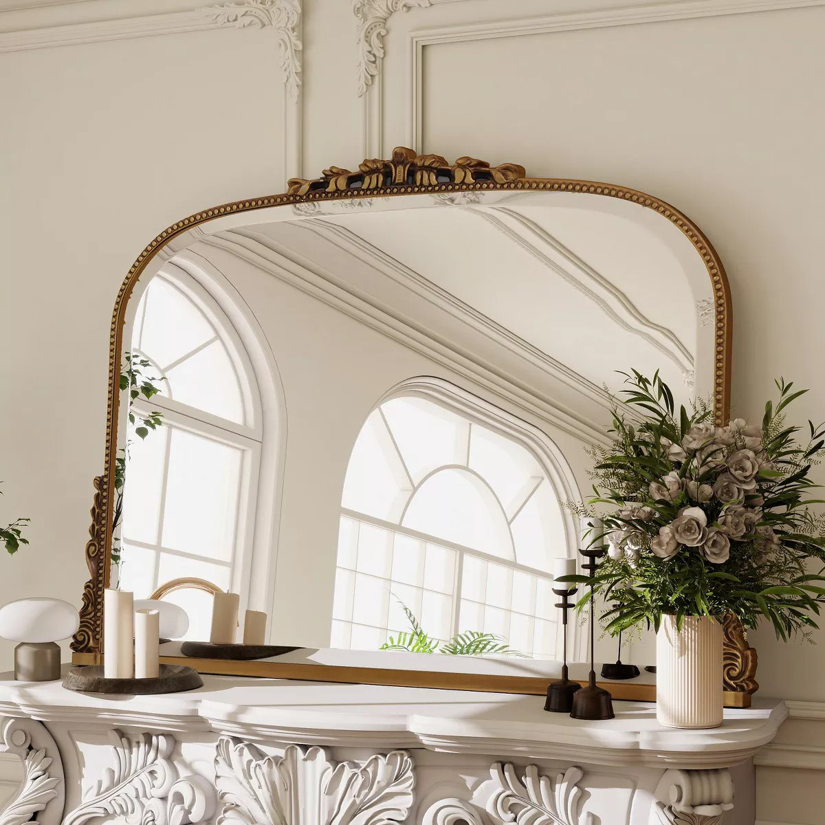 Arched Vintage Baroque Vanity Mirror with Ornate Frame - Decorative Bathroom, Bedroom or Living R... | Target