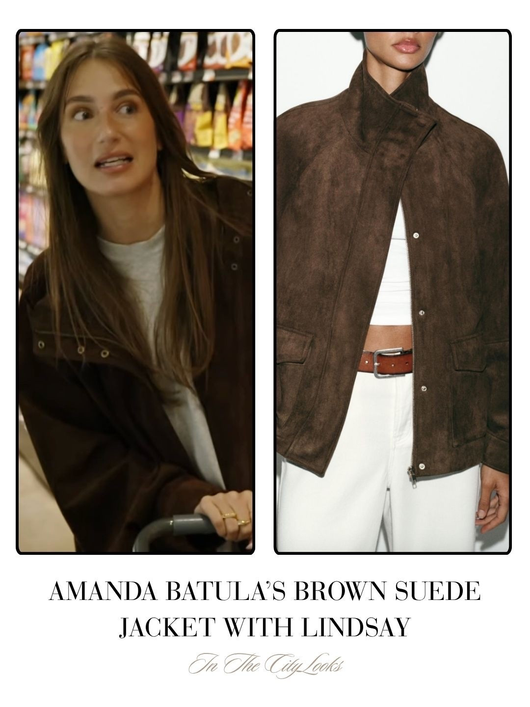 Amanda Batula’s Brown Suede Jacket with Lindsay