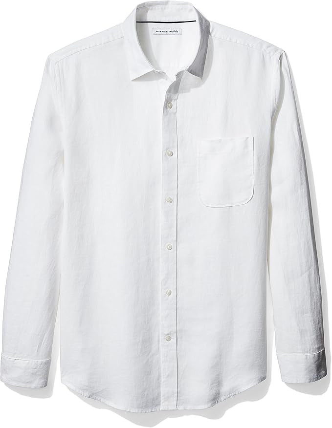 Amazon Essentials Men's Regular-Fit Long-Sleeve Linen Shirt | Amazon (US)