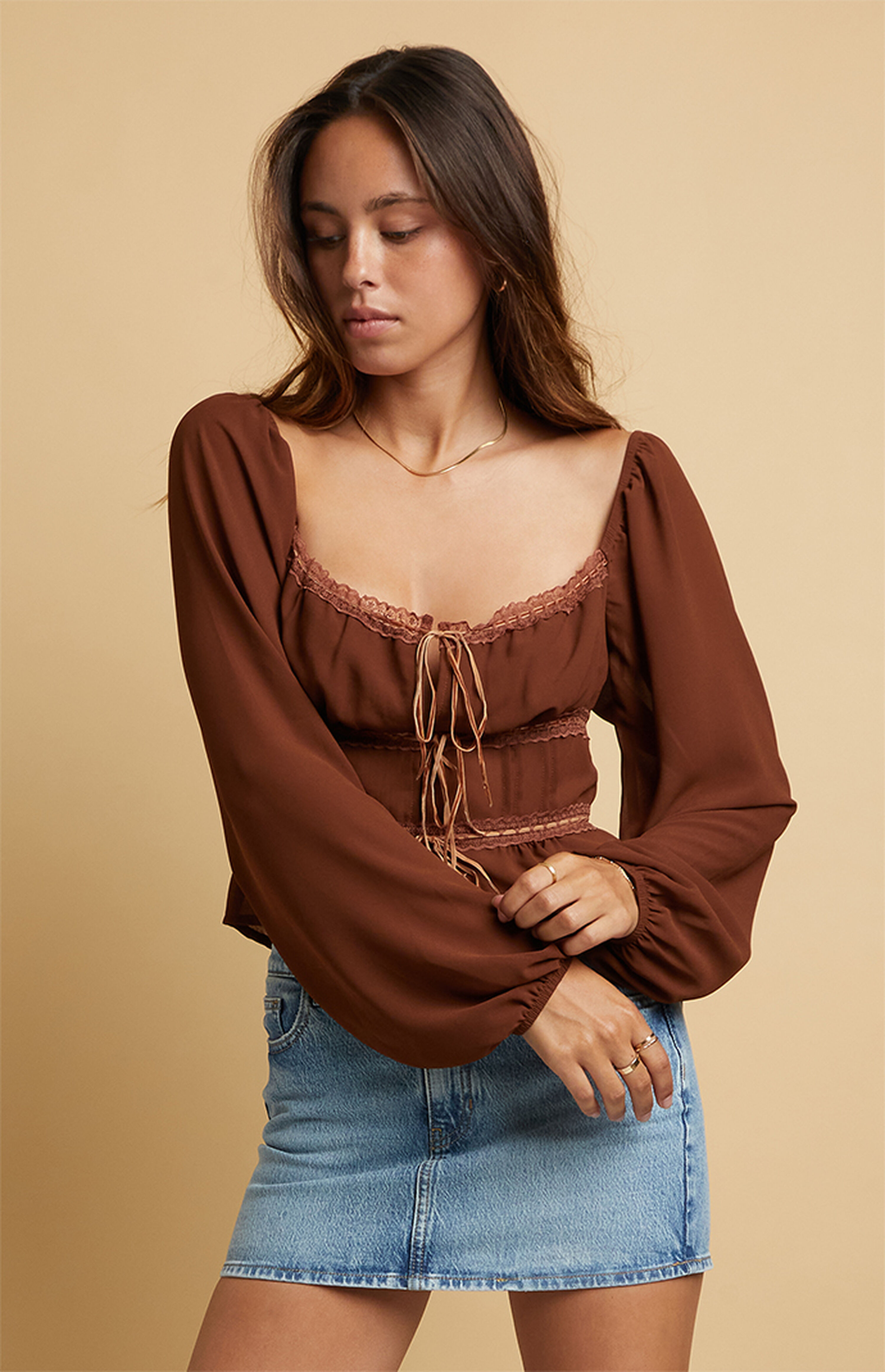 Beverly and Beck Iris Lace Trim Long Sleeve Top | PacSun
