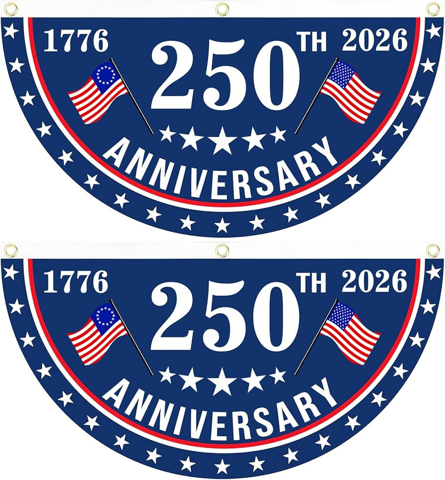 2PCS USA Anniversary 250th Flag, 1.5X3 FT Anniversary Fan Flags, Yard Signs Hanging Decor for Out... | Amazon (US)