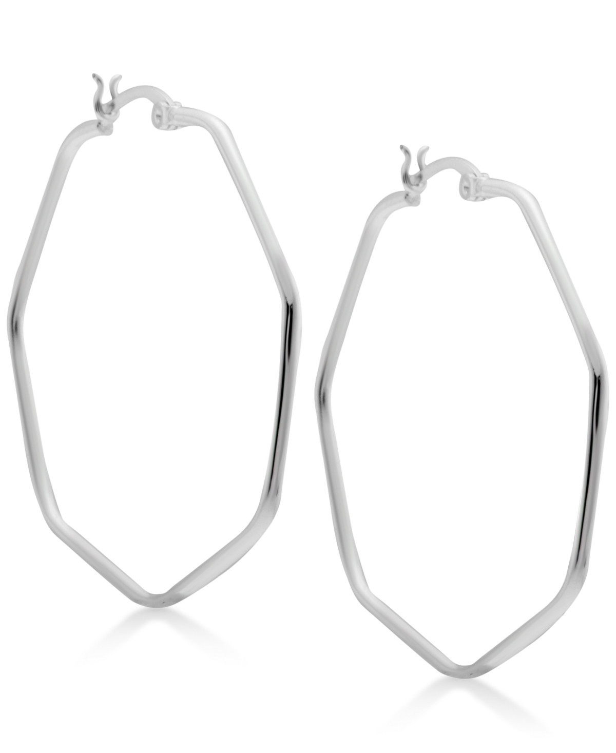 And Now This Hexagon Large Medium Hoop Earrings in Silver-Plate | Macys (US)