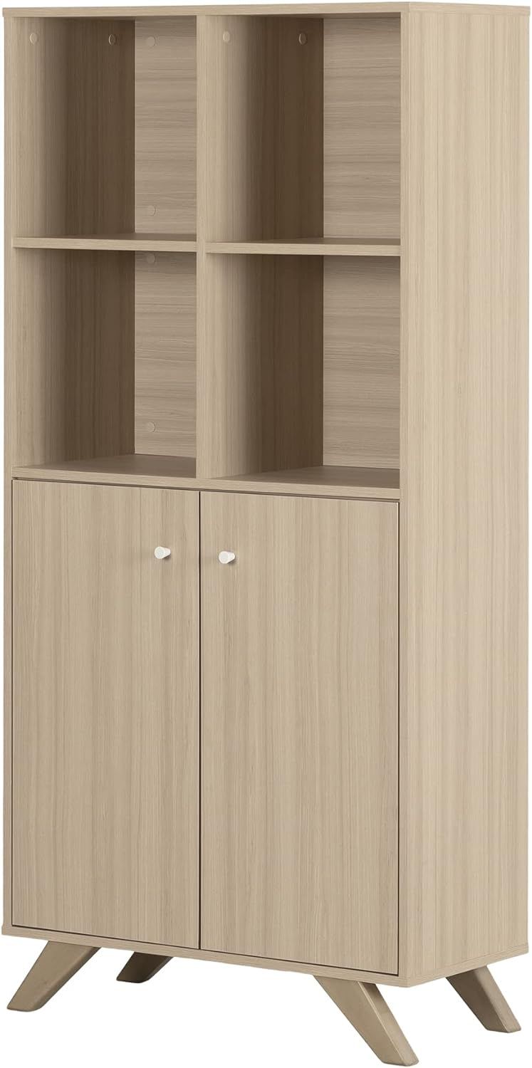 South Shore Helsy Bookcase with Doors, Soft Elm | Amazon (US)