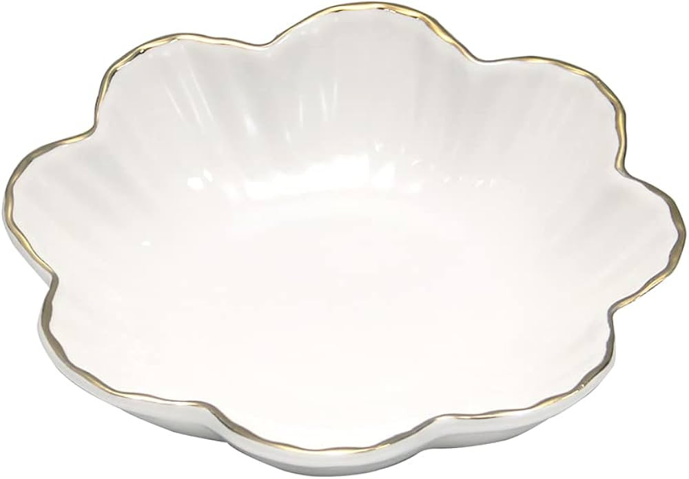 Porcelain Serving Dish,Ceramics Flower Relish Tray with Metallic Rim,Serving Bowls for Wedding,Pa... | Amazon (US)
