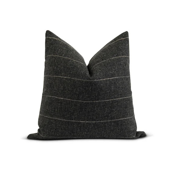 18 20 22 Charcoal Striped Pillow Cover Dark Gray and Tan | Etsy | Etsy (US)