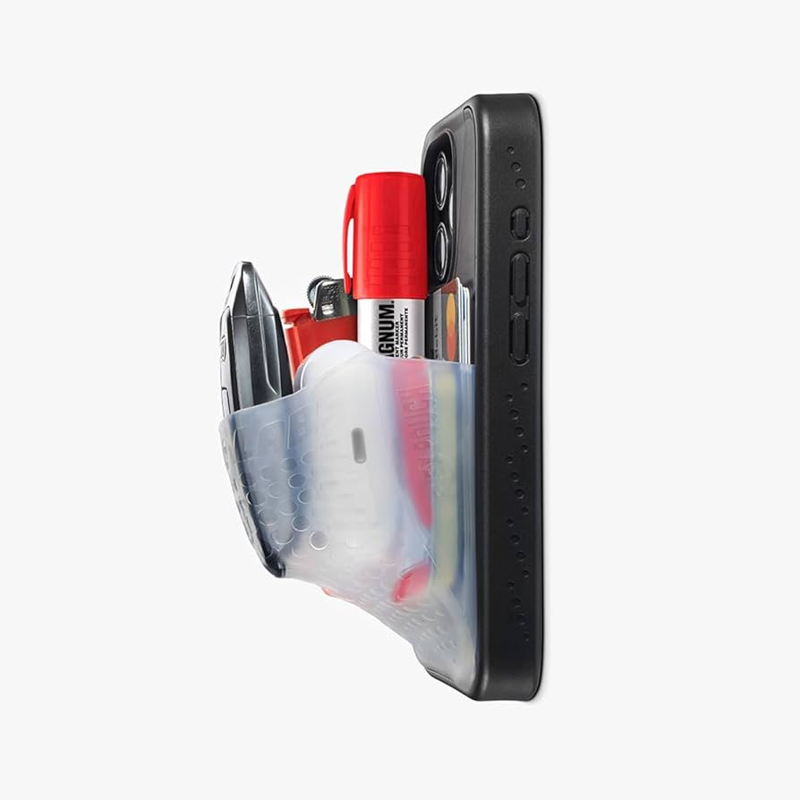 Flex Pouch Phone Case Black/Clear for iPhone 16 | Stretches to Hold 30+ Cards, Airpods, Lip Balm,... | Amazon (US)