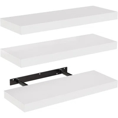 Wall Shelves For Bathroom/living Room/bedroom/kitchen Decor, White Shelves With Invisible Brackets Set Of 3 | Wayfair North America